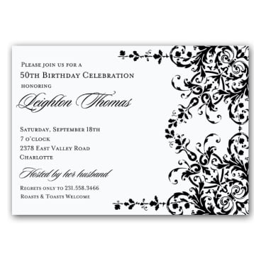Small Fonts Elegant Black and White Birthday Invitations