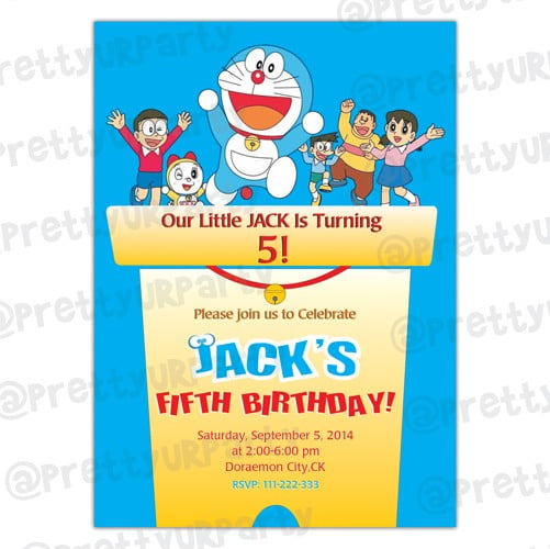 doraemon all cast birthday party invitations