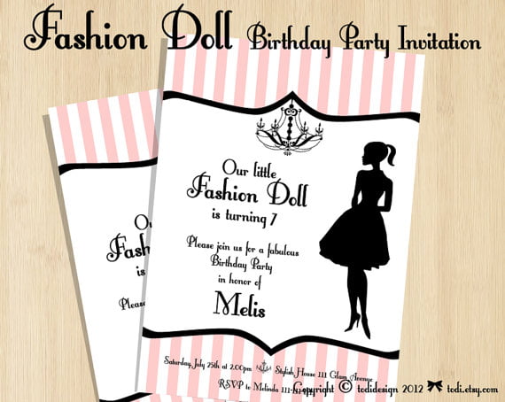 luxurious fashion show birthday party invitations