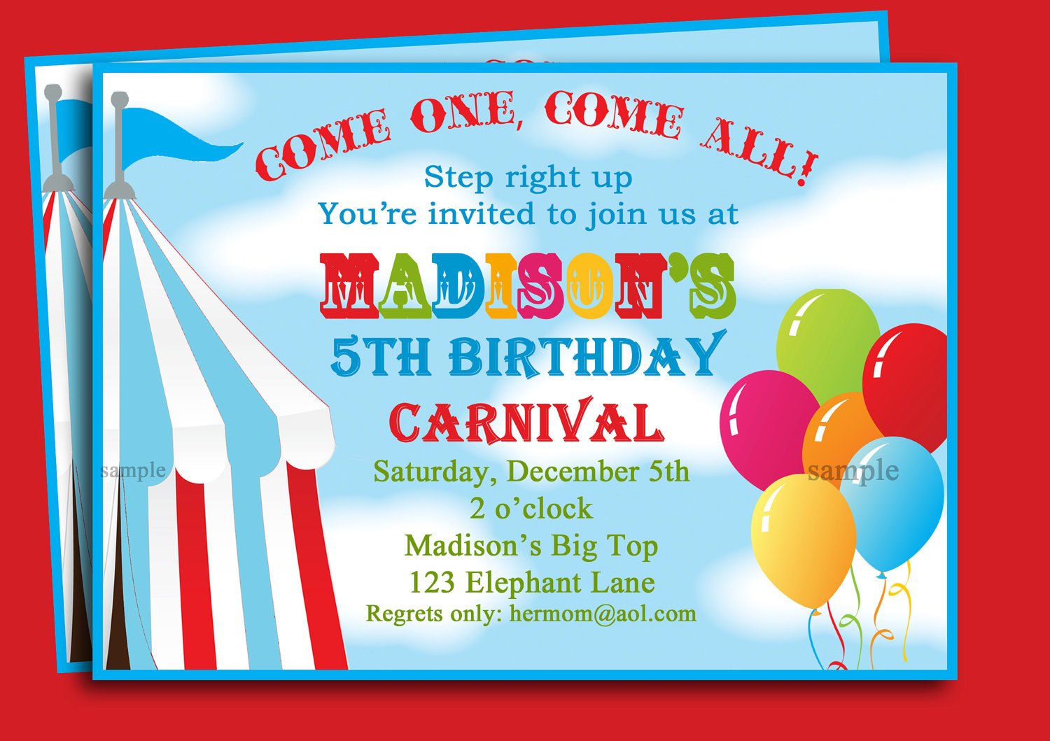 Free Printable Carnival Birthday Party Invitations