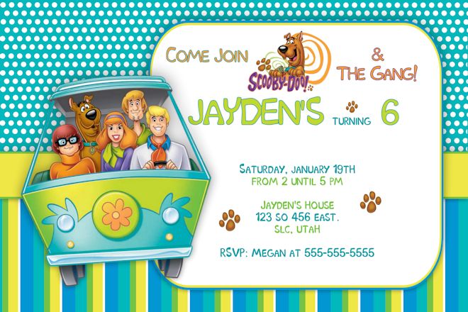 scooby doo birthday party invitations card