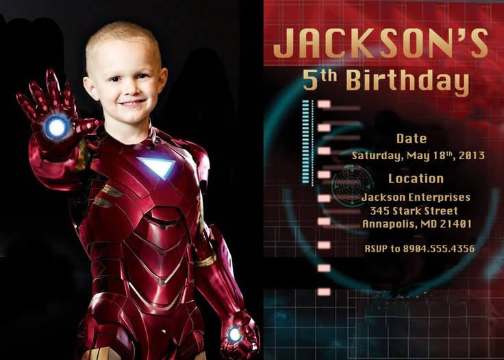 boys iron man birthday party invitations