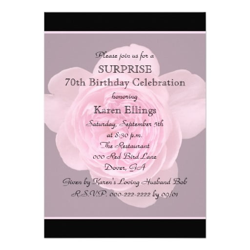 flowers surprise 70th birthday party invitations