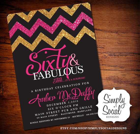 glamour 60th birthday party invitations ideas