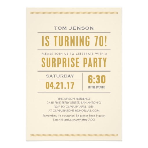 words surprise 70th birthday party invitations