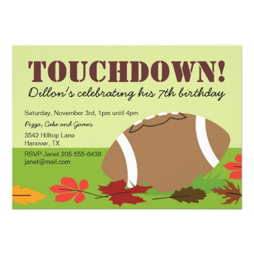 touchdown free printable boys birthday party invitations