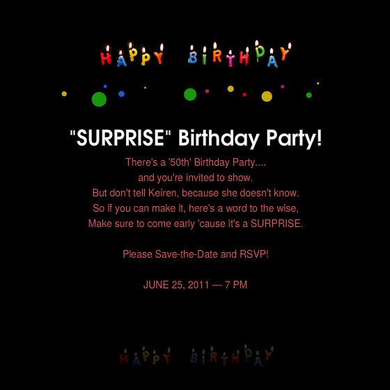 colorful surprise 50th birthday invitations wording