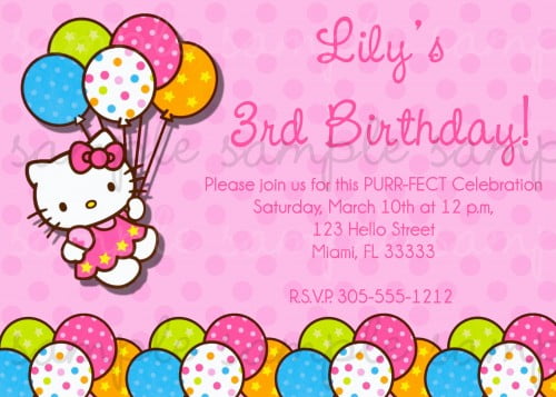 balloons hello kitty birthday invitations free