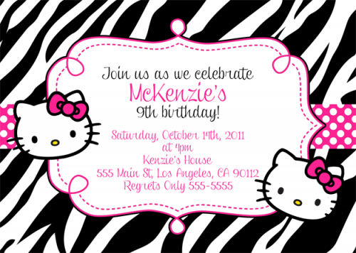 black white hello kitty birthday invitations free
