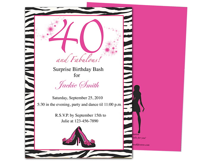 heels 40th birthday party invitations wording