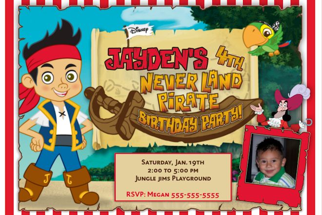 photo jake and the neverland pirates birthday invitations templates