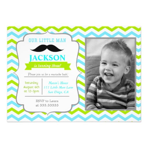 mustache boy little man birthday party invitation