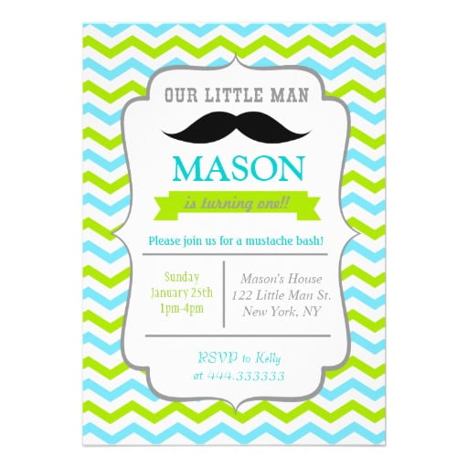 mustache little man birthday party invitations
