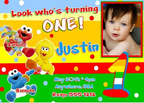 baby sesame street birthday invitations personalized