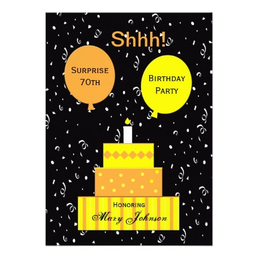 cakes surprise 70th birthday party invitations