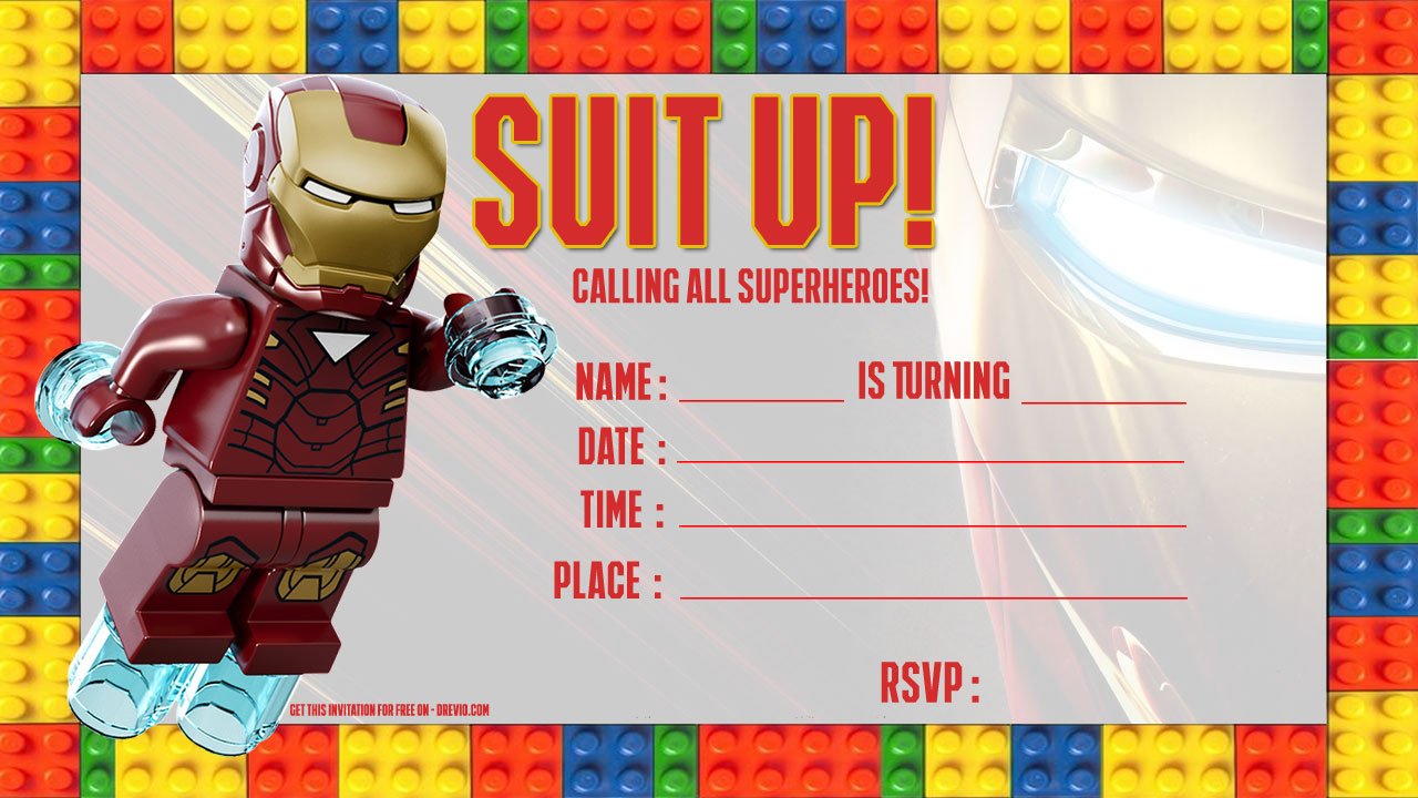 Free Iron Man Lego Invitation Template