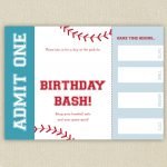 Free Baseball Ticket Birthday Invitation Template