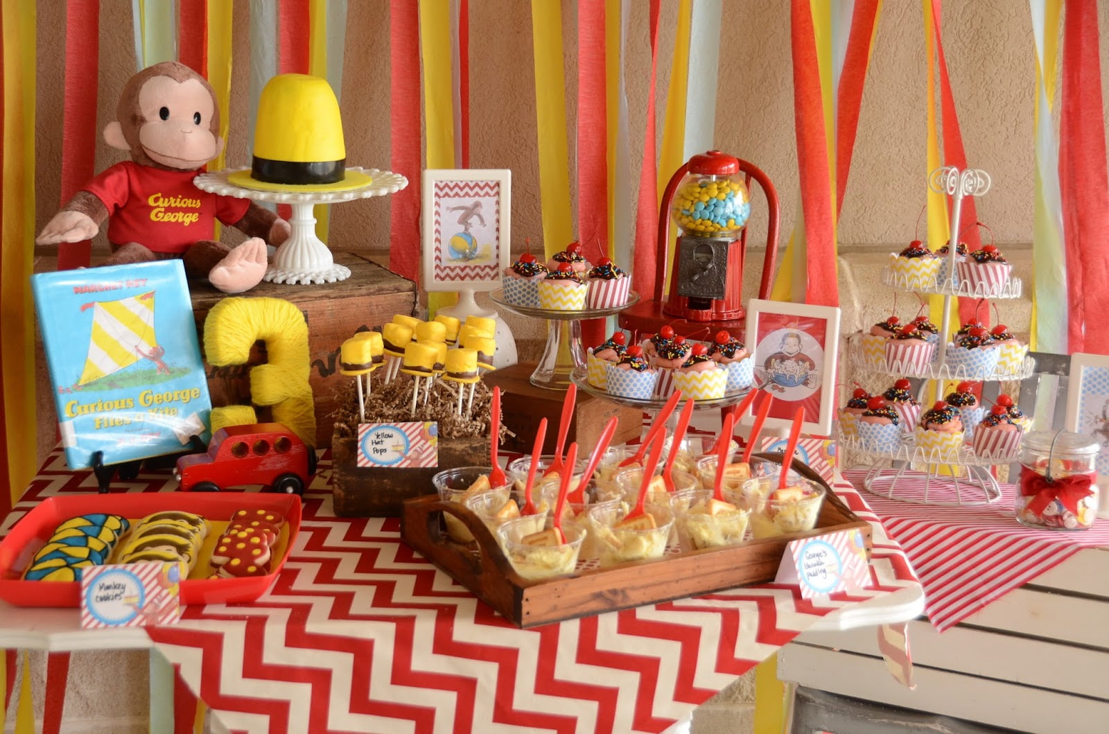 Curious George Birthday Party Ideas table