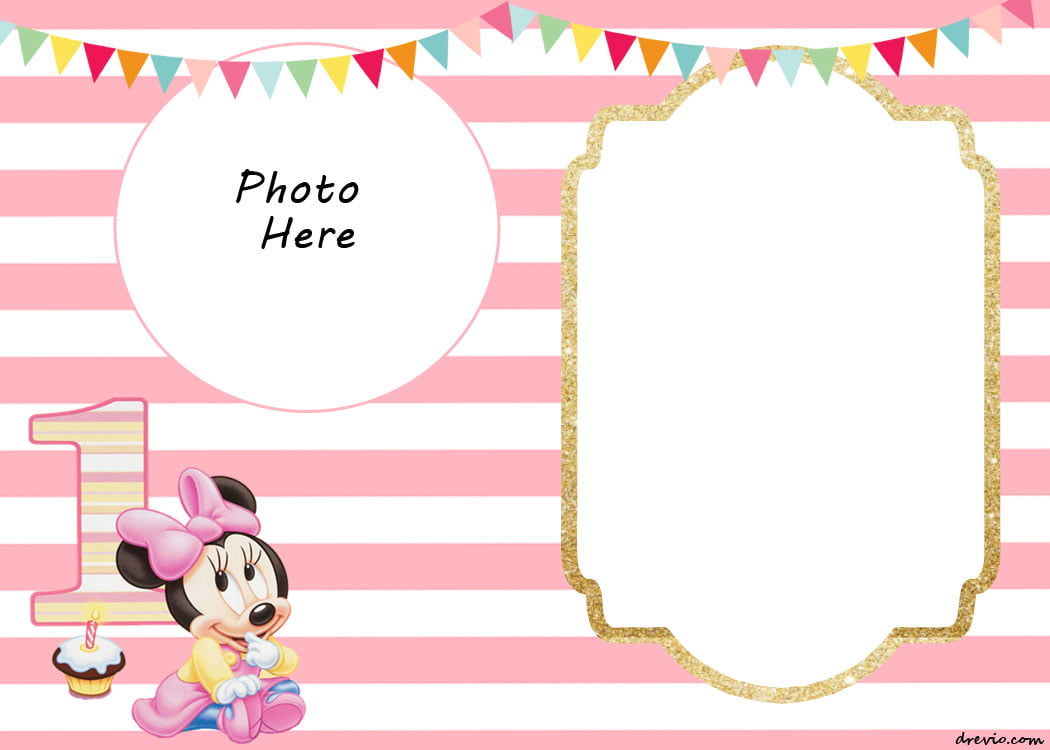FREE Printable Minnie Mouse 1st Birthday Invitation Template Blank