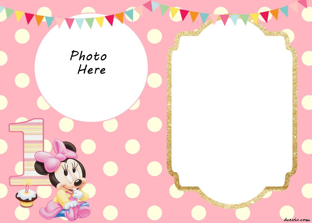 FREE Printable Minnie Mouse 1st Invitation Polka dot Style Blank