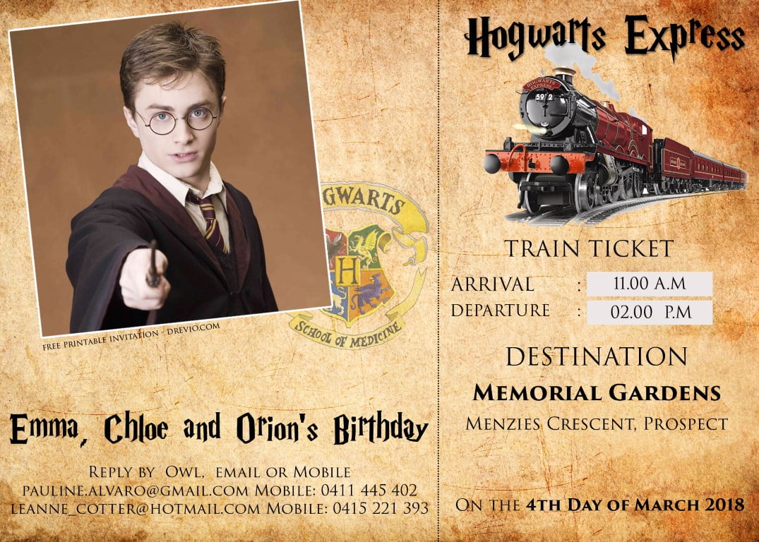 FREE Printable Harry Potter Ticket Hogwarts Express Invitation Template Medium