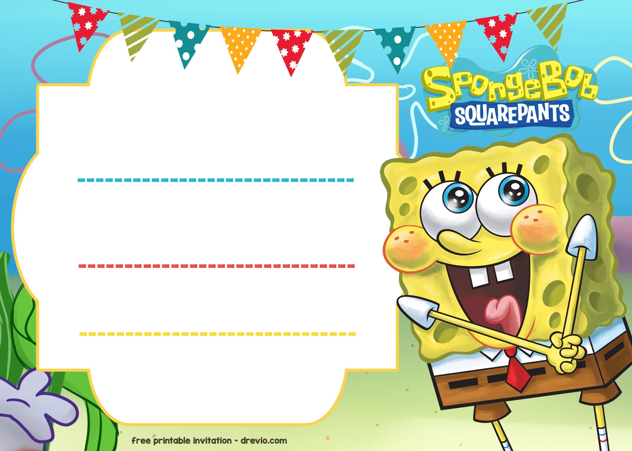 FREE Printable Spongebob Happy Birthday Invitation Template
