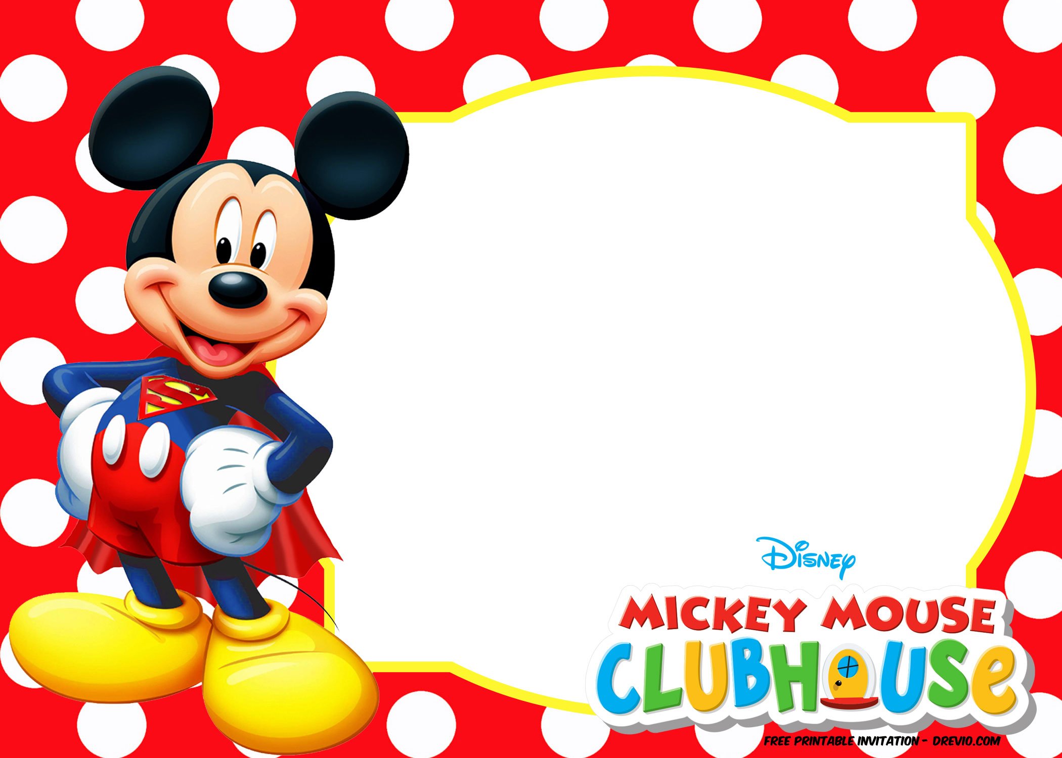 FREE Mickey Mouse Superman Invitation Template