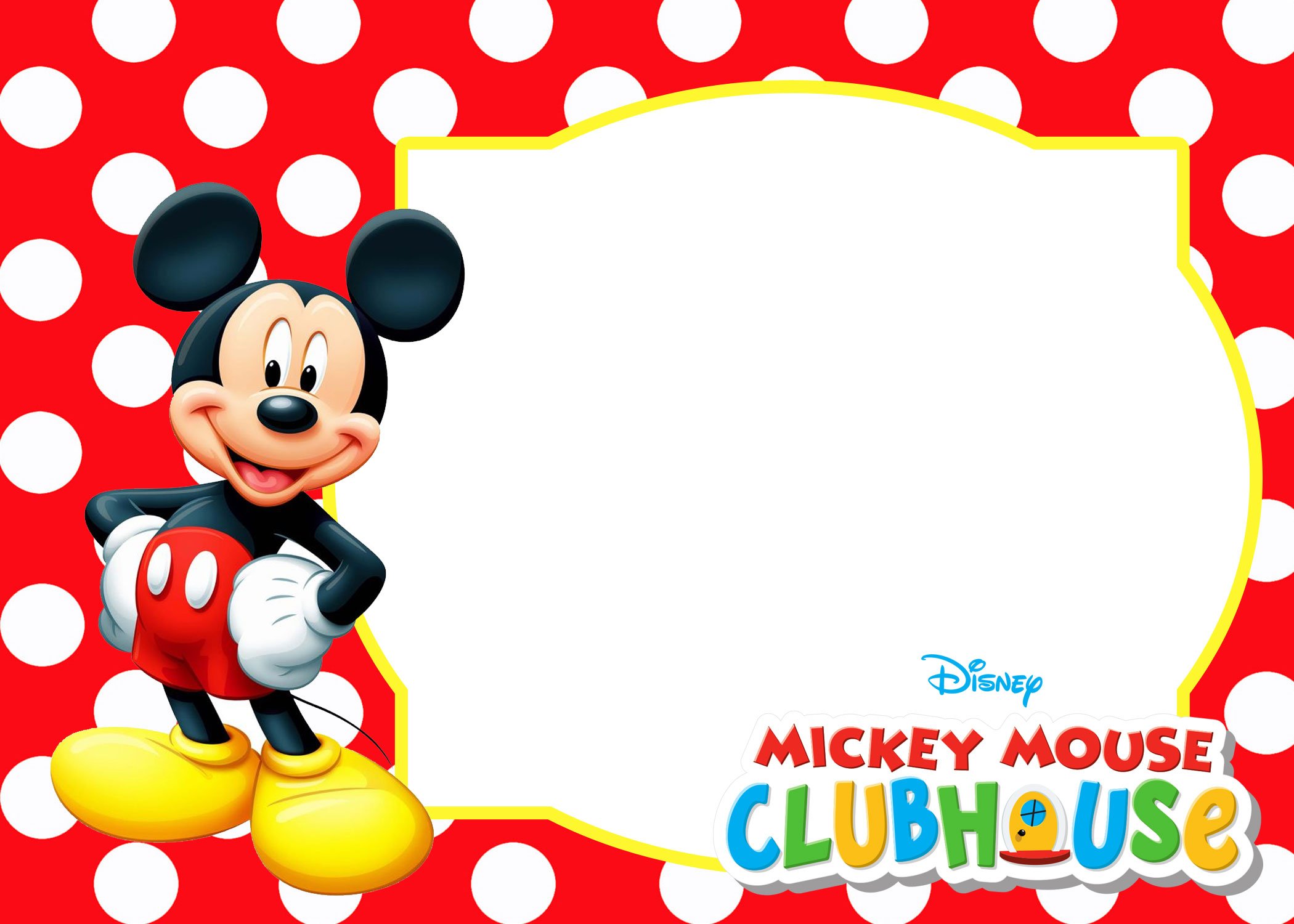 FREE Printable Mickey Mouse Polka Dot Invitation