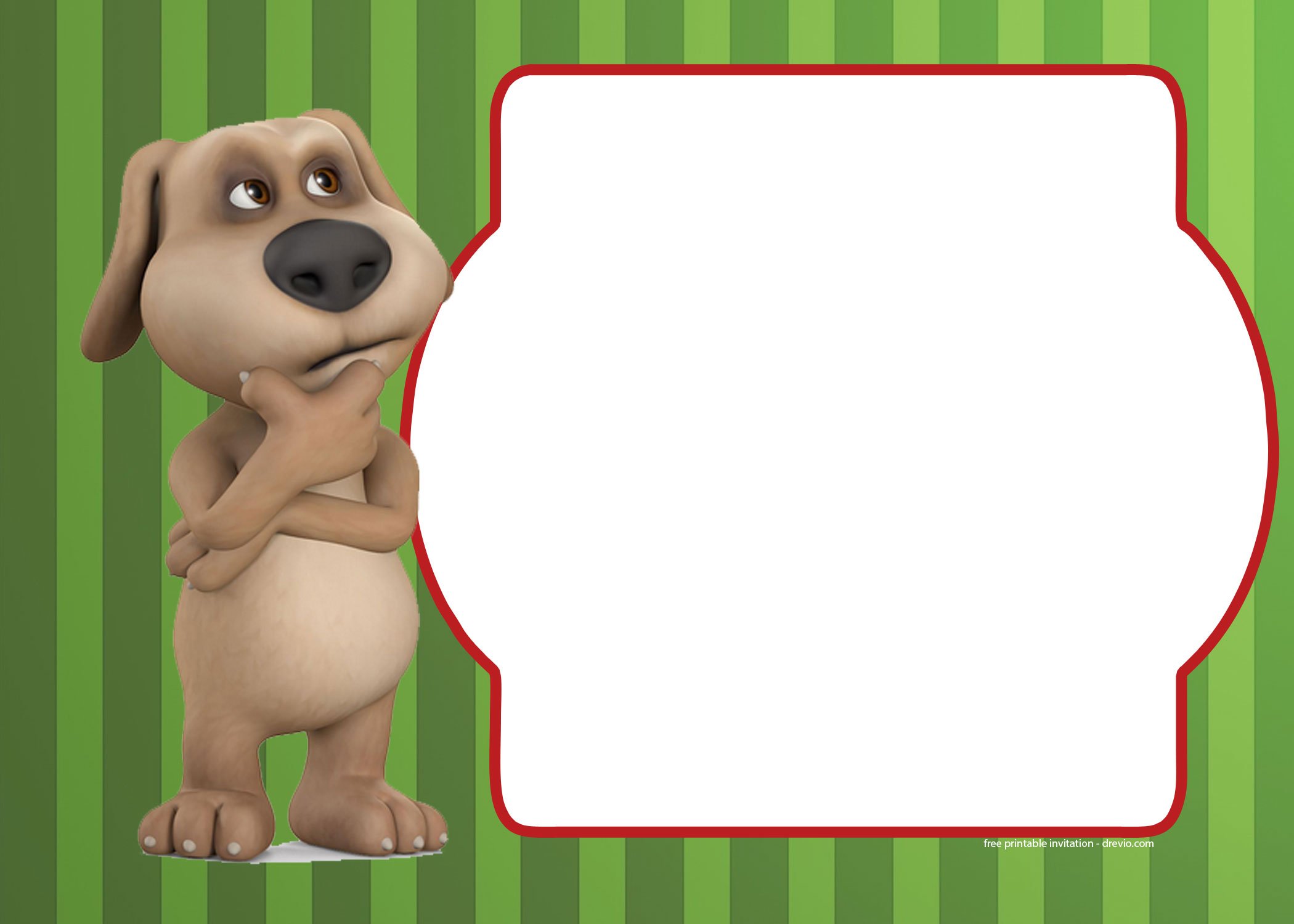 FREE Talking Tom Ben Invitation Template
