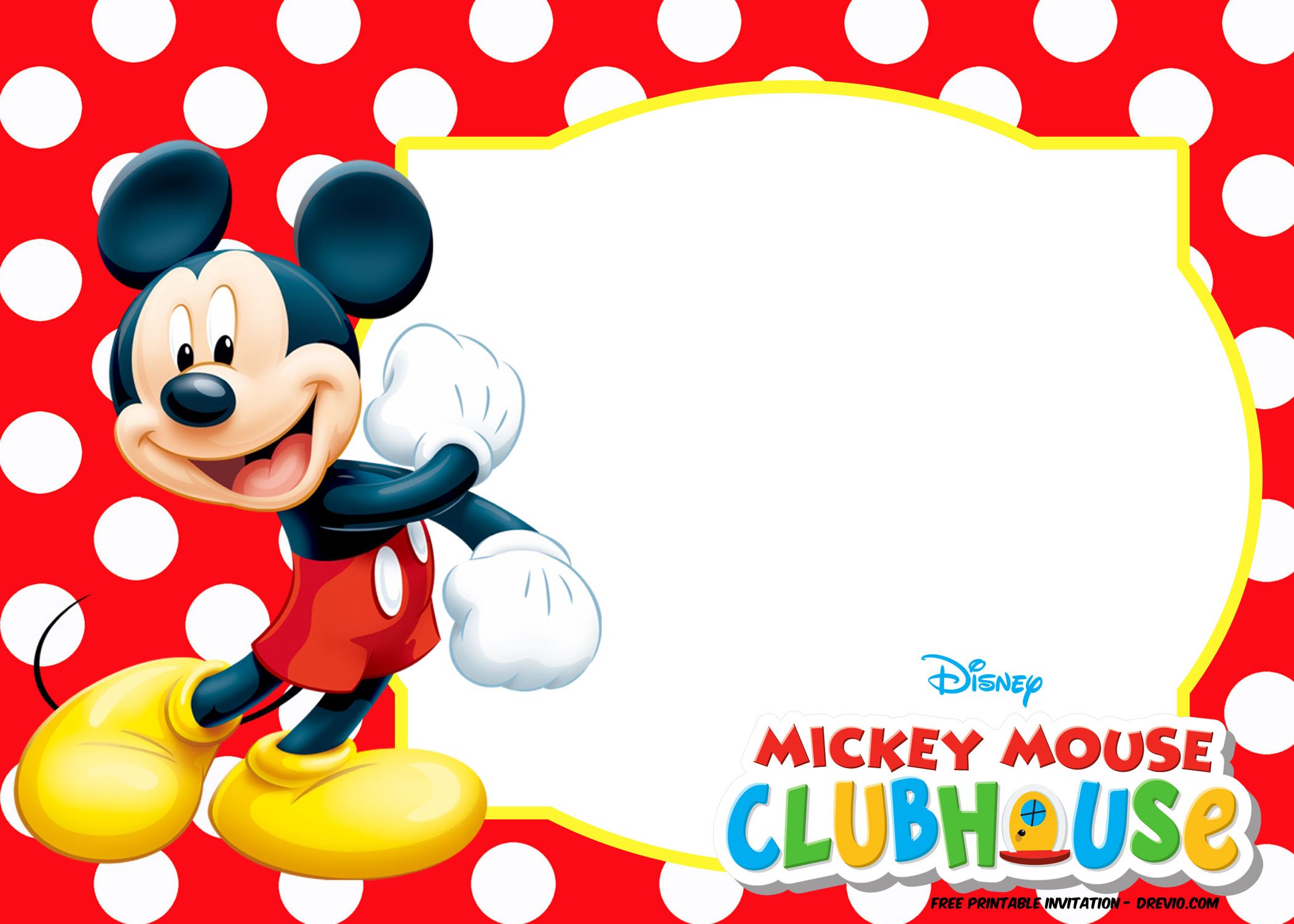 Mickey Mouse Polka Dot Invitation