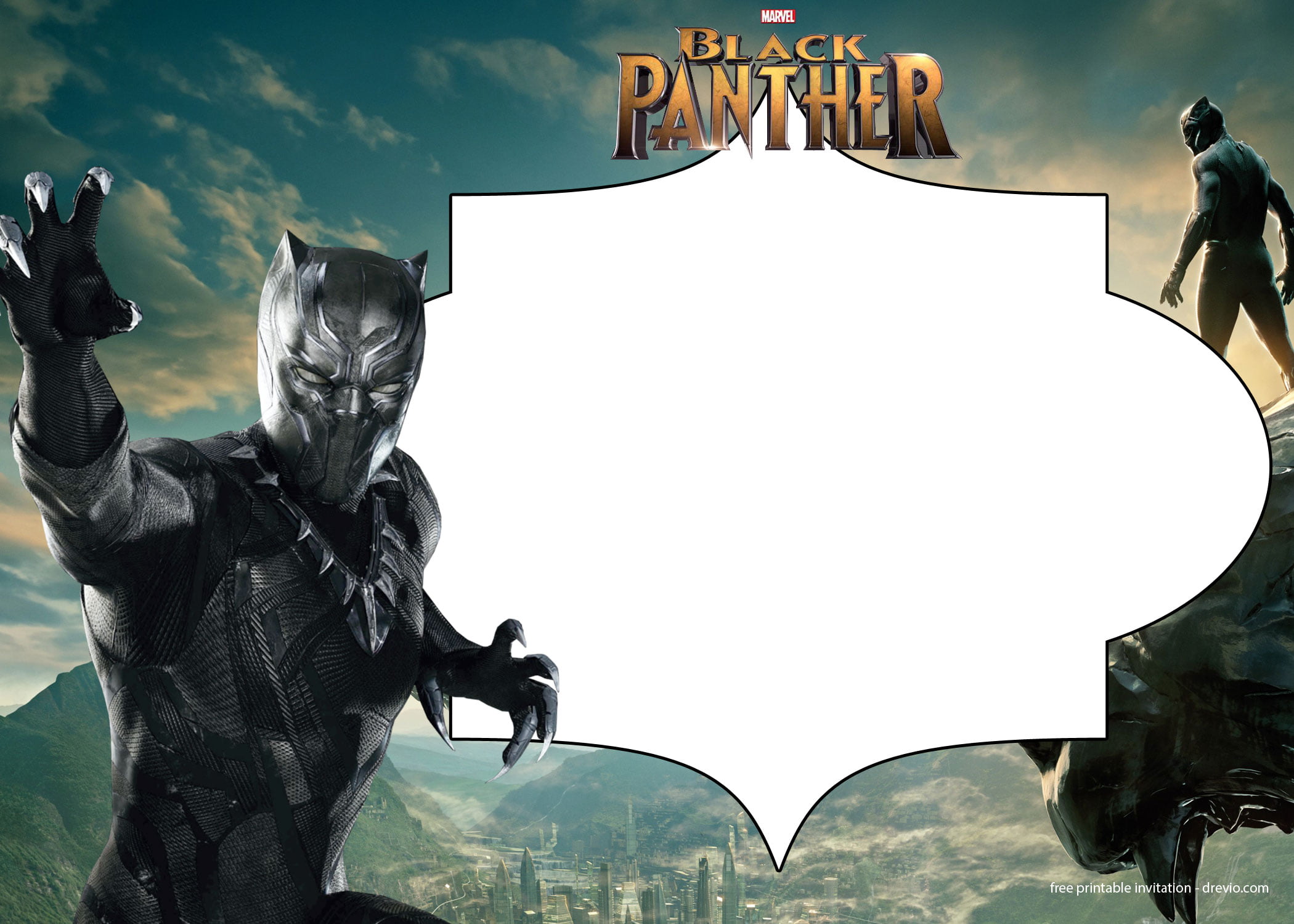 FREE Black Panther Superhero Invitation Template