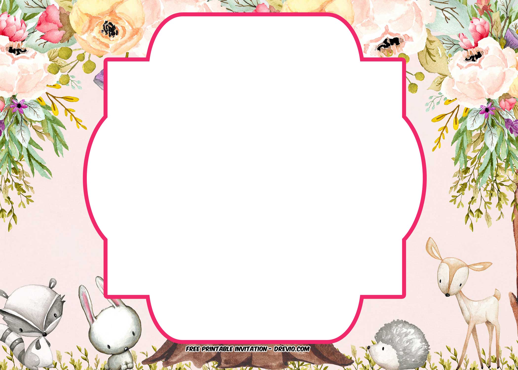 FREE Printable Forest Floral Vintage Invitation Template