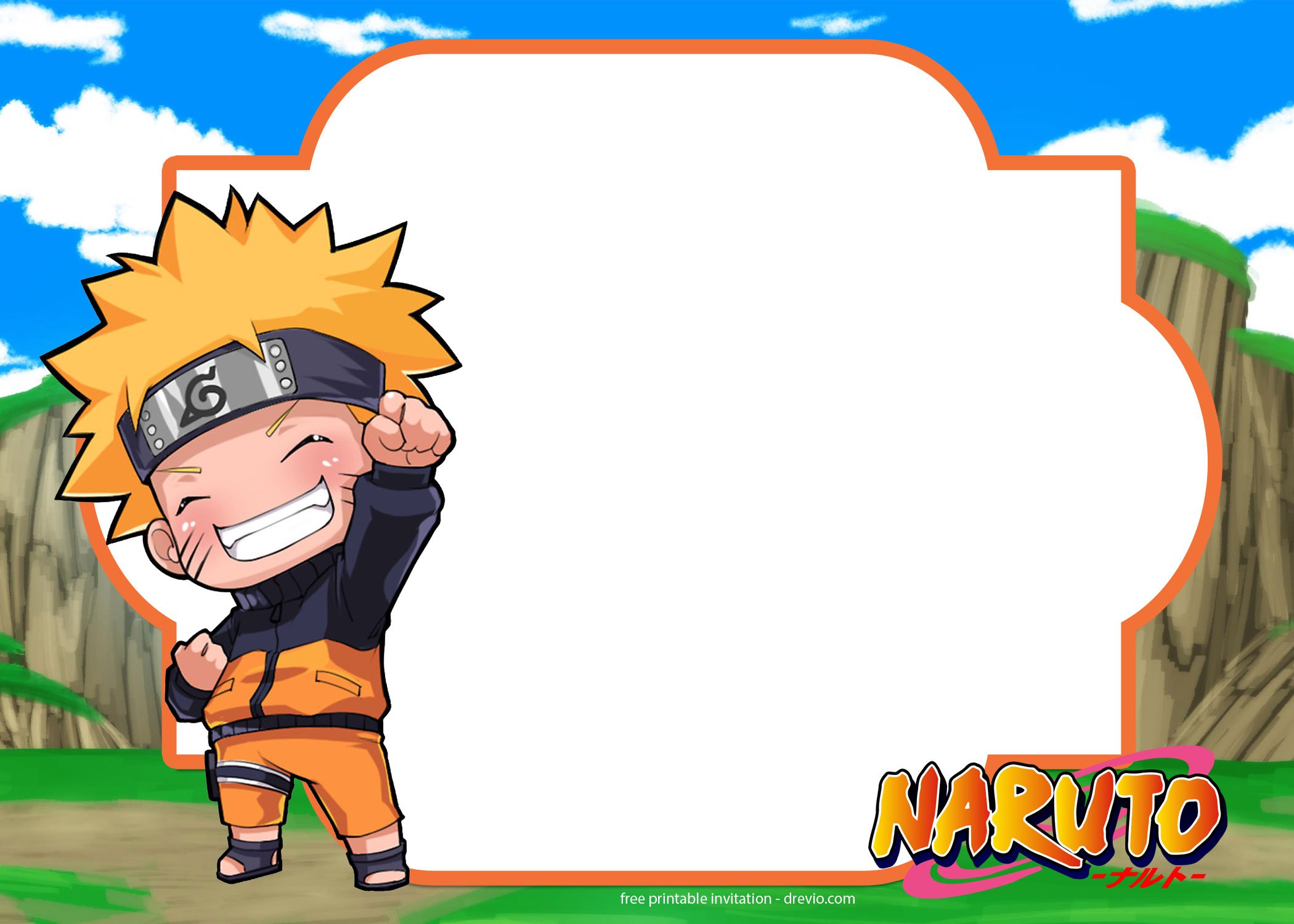 FREE Printable Naruto Chibi Birthday Invitation Template