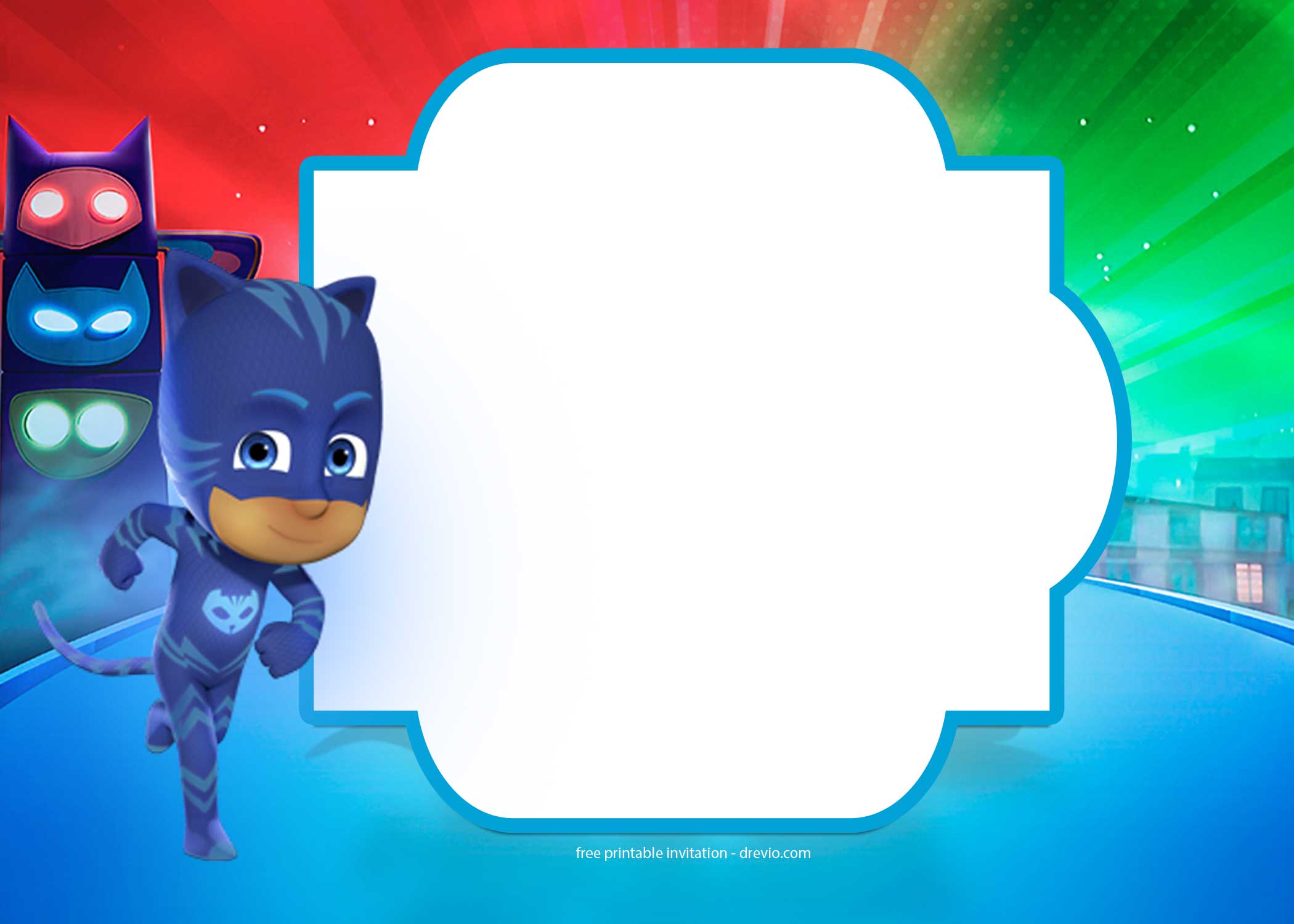 FREE Printable PJ Masks Catboy Invitation Template
