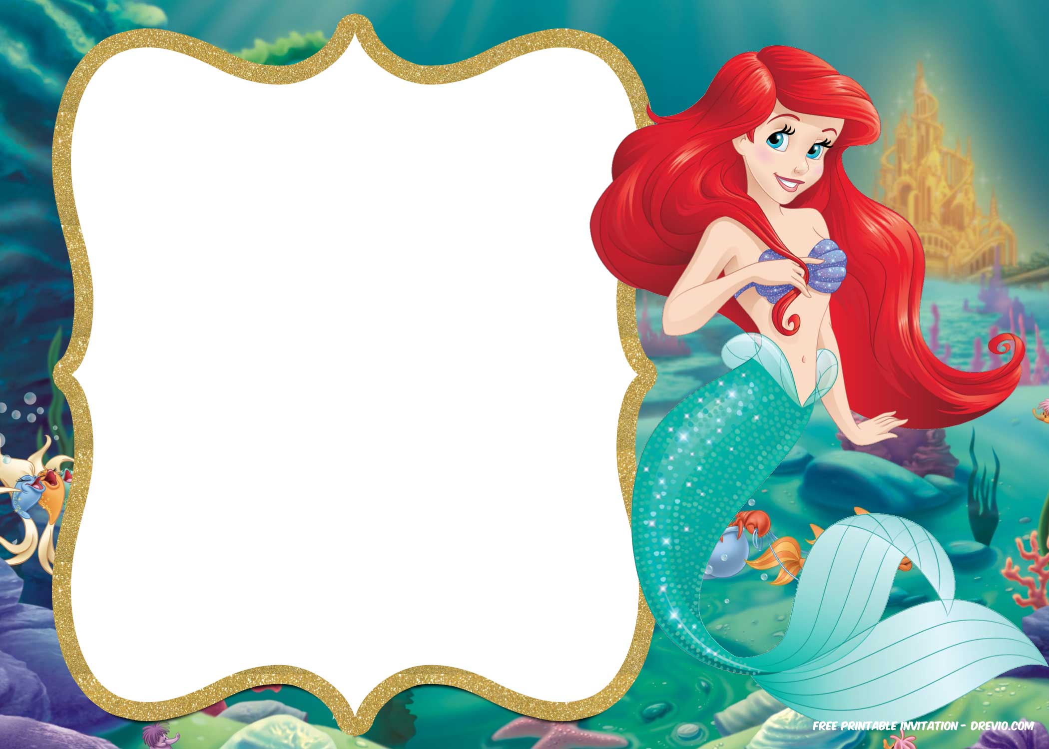 FREE Ariel Little Mermaid Invitation Template