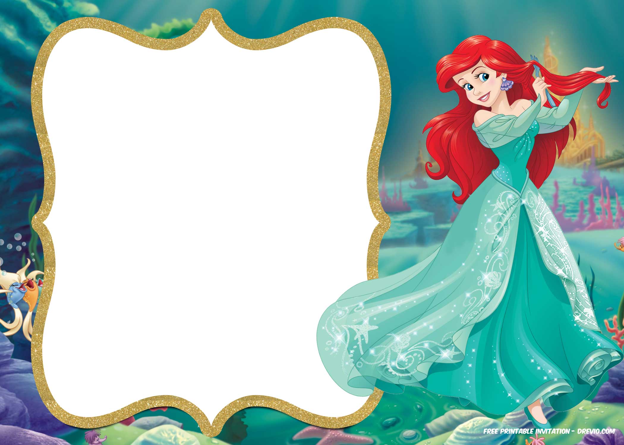 FREE Little Mermaid Invitation Template Royal Theme
