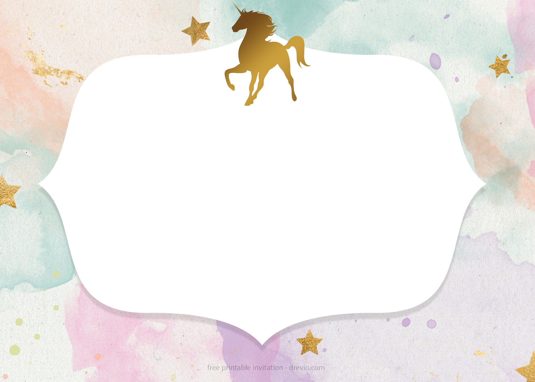 FREE Pastel Unicorn Birthday Invitation Template