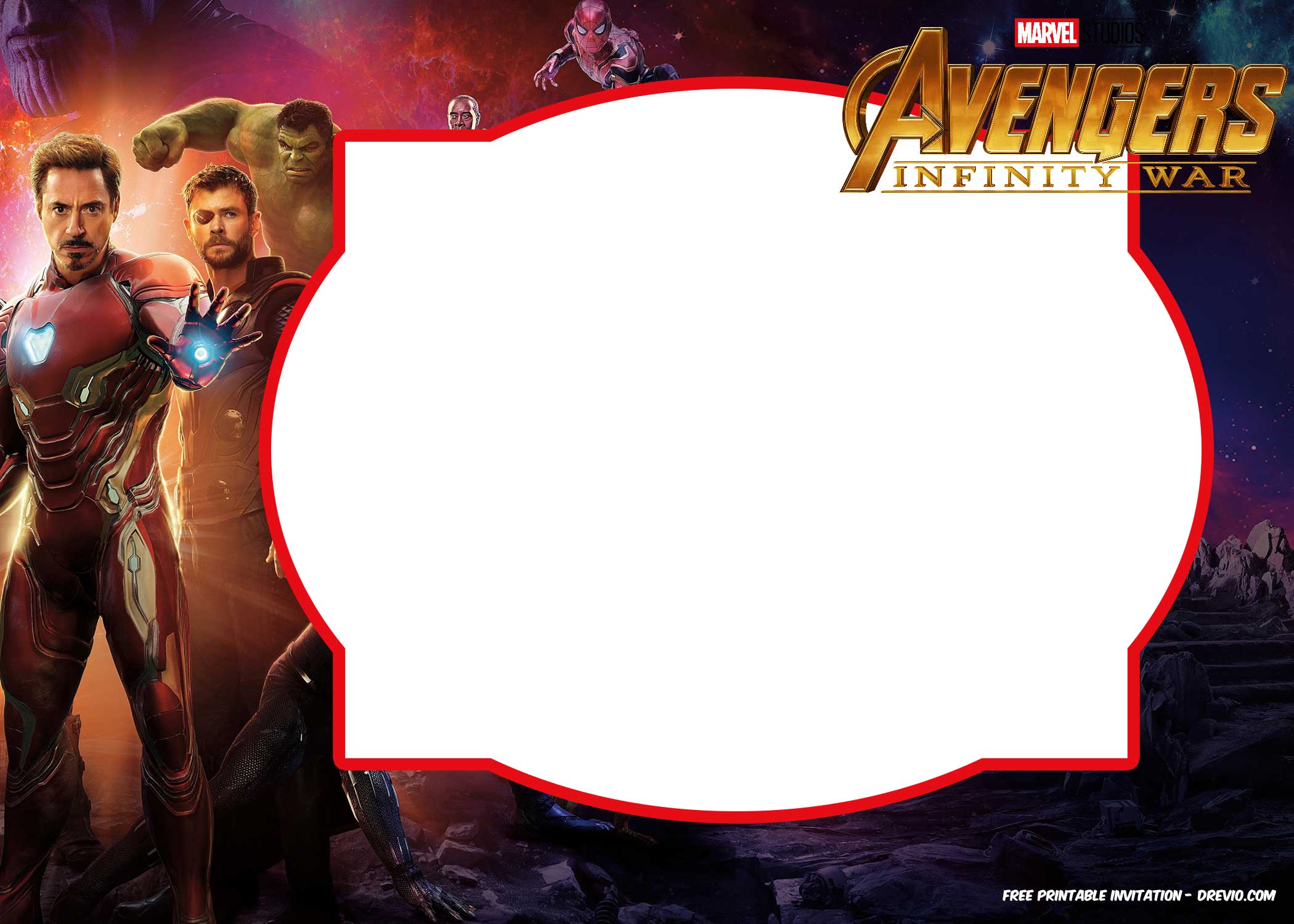 FREE Printable Avengers Infinity Wars Iron man birthday invitation