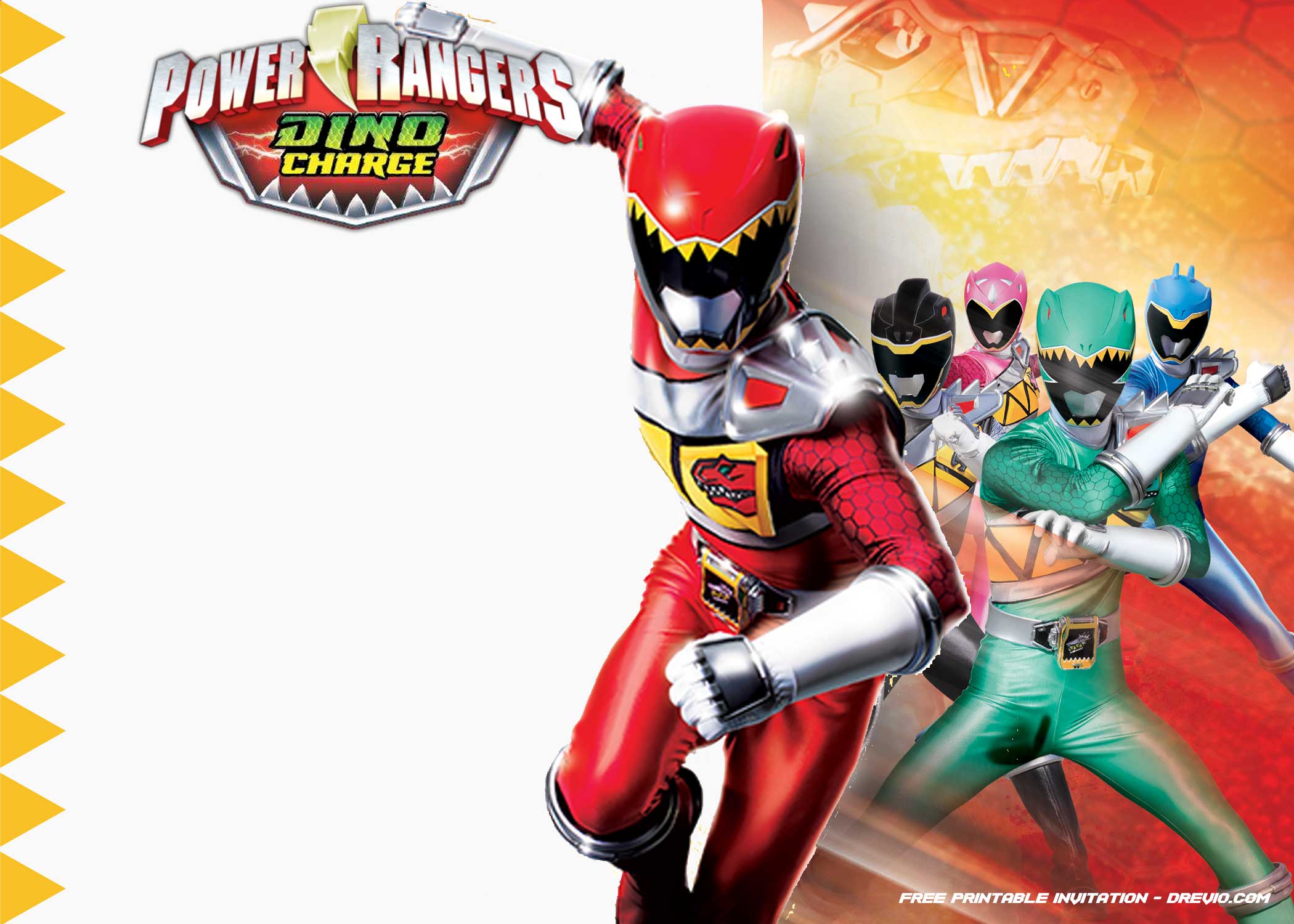 FREE Printable Power Rangers Birthday Invitation Template