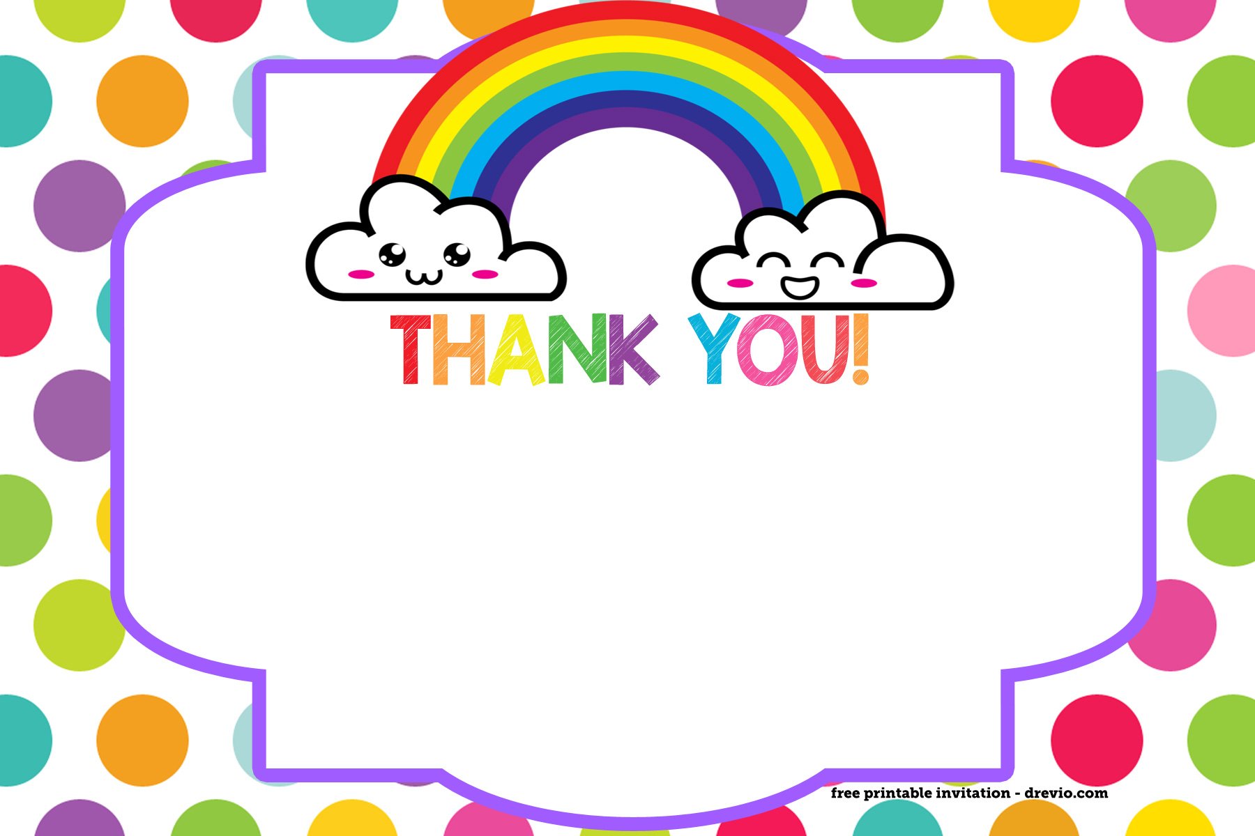FREE Printable Rainbow Thank You Card Template