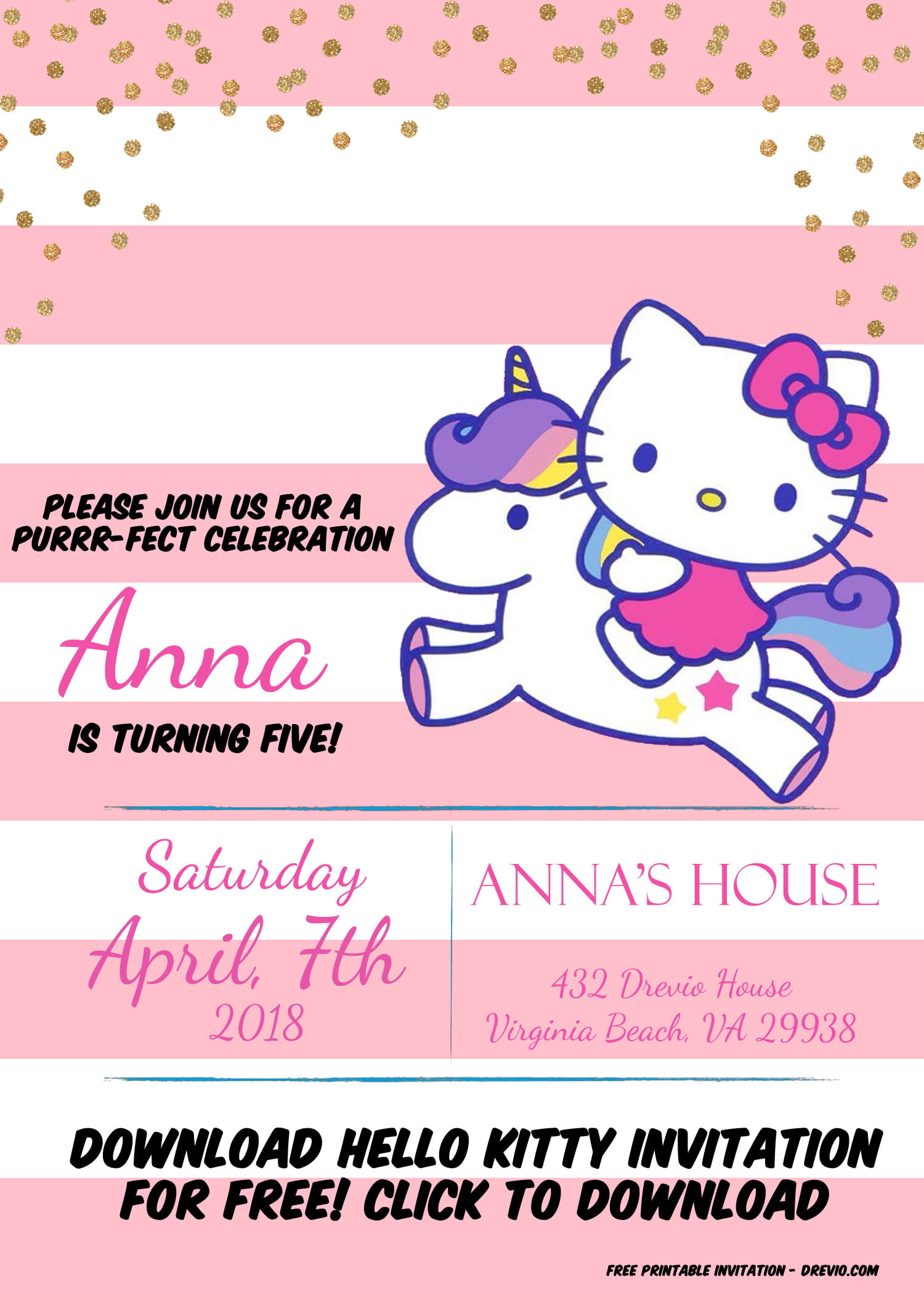 Hello Kitty Invitation Download Preview