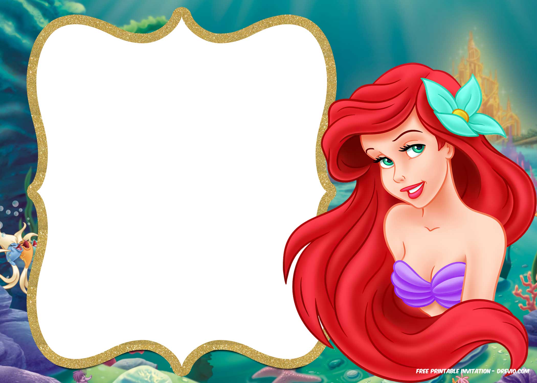Little Mermaid Invitation FREE Template for Birthday