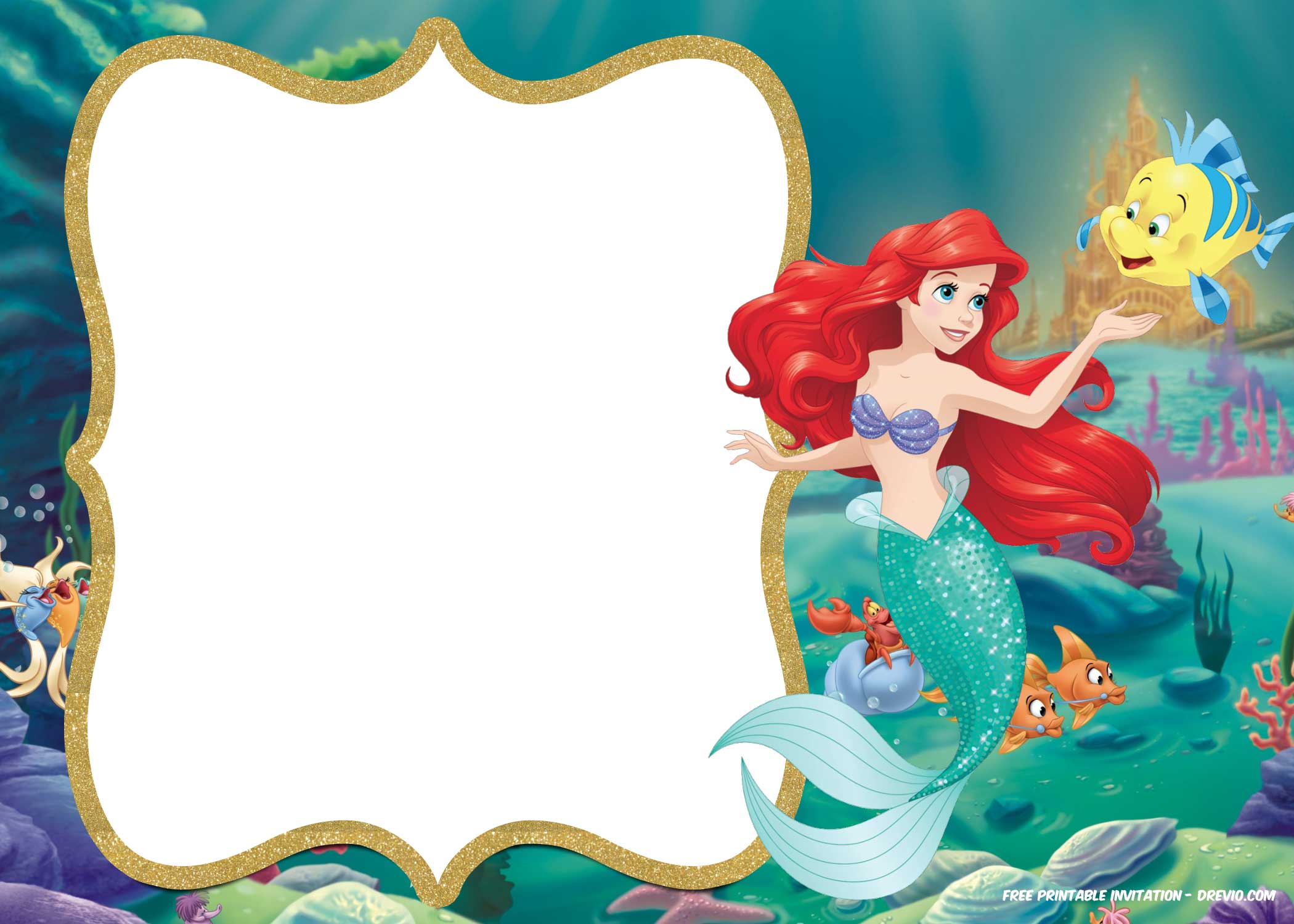 Little Mermaid Invitation Template Printable