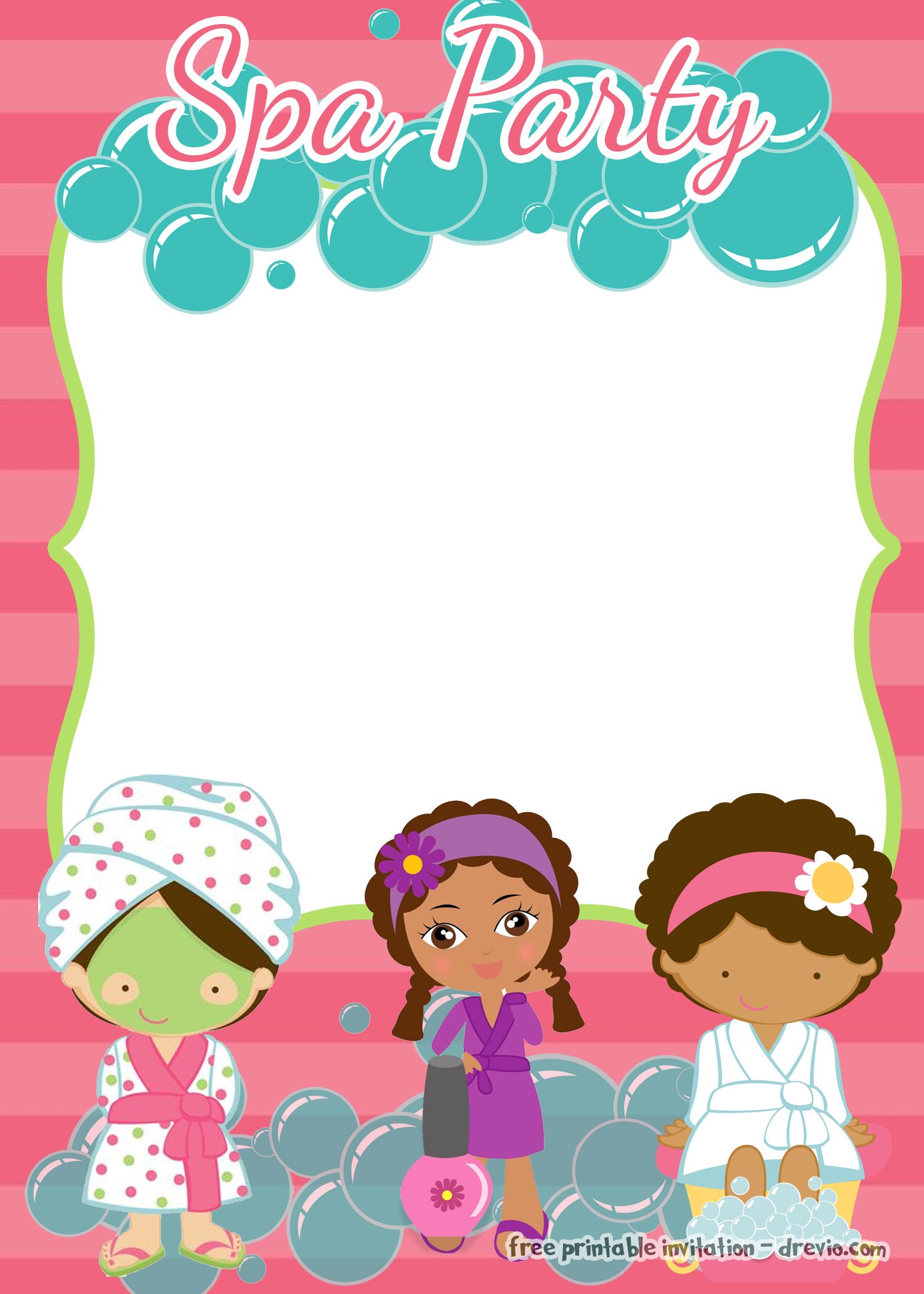 Spa Party for Girls invitation template