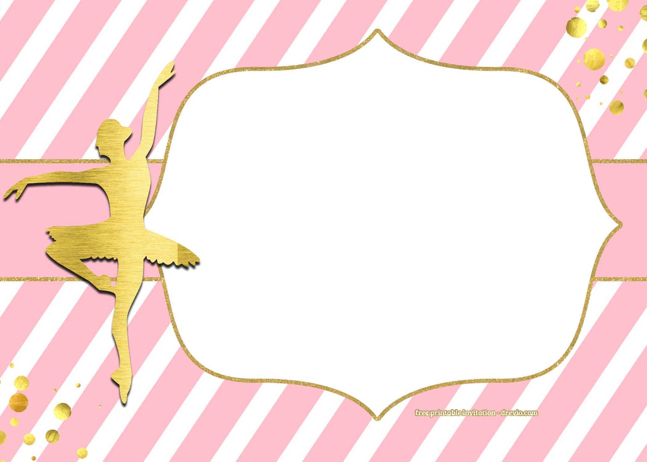 Ballerina Gold Invitation Template for Adult