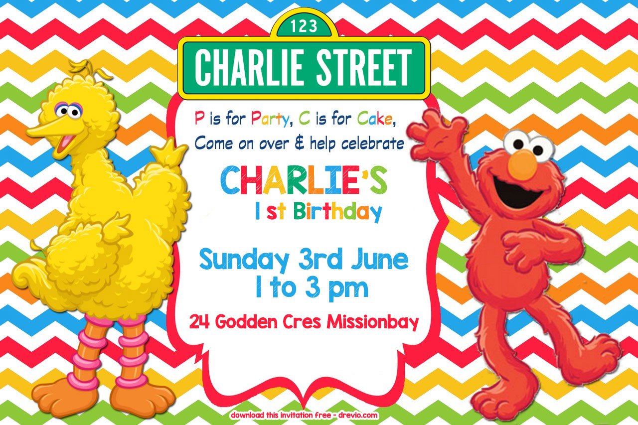 Charlies Sesame Street Invitation