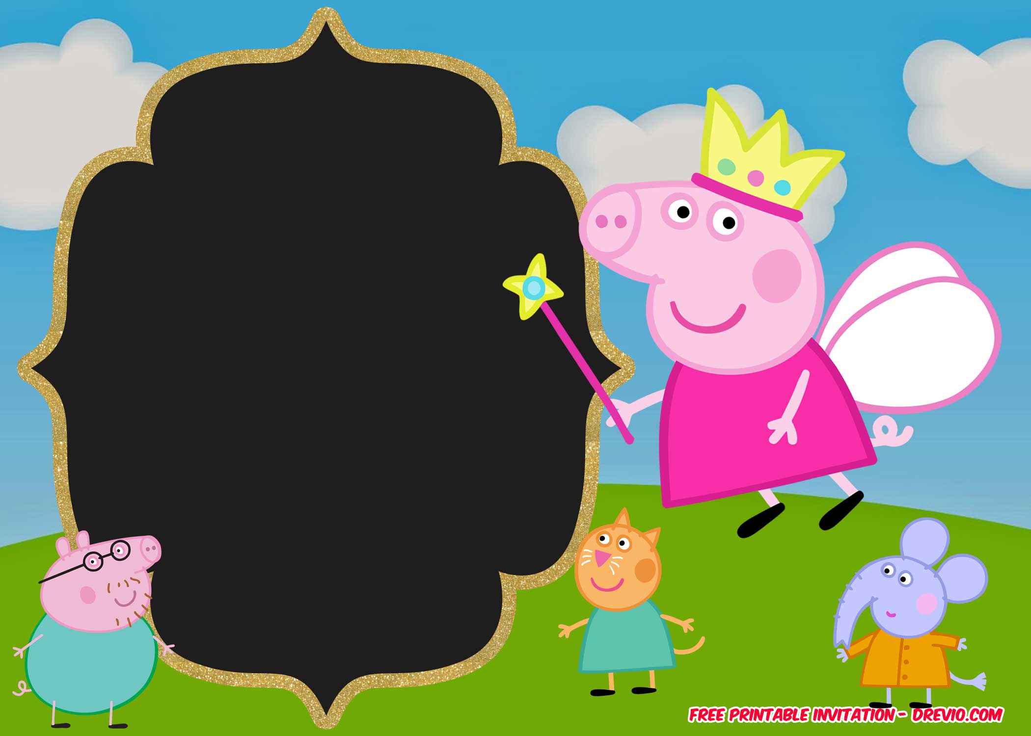 FREE Chalk Peppa Pig Invitation Template