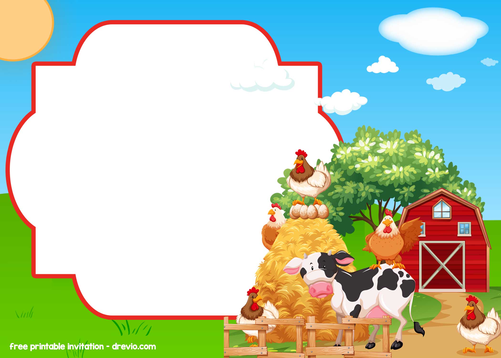 FREE Farm Invitation Template Cute