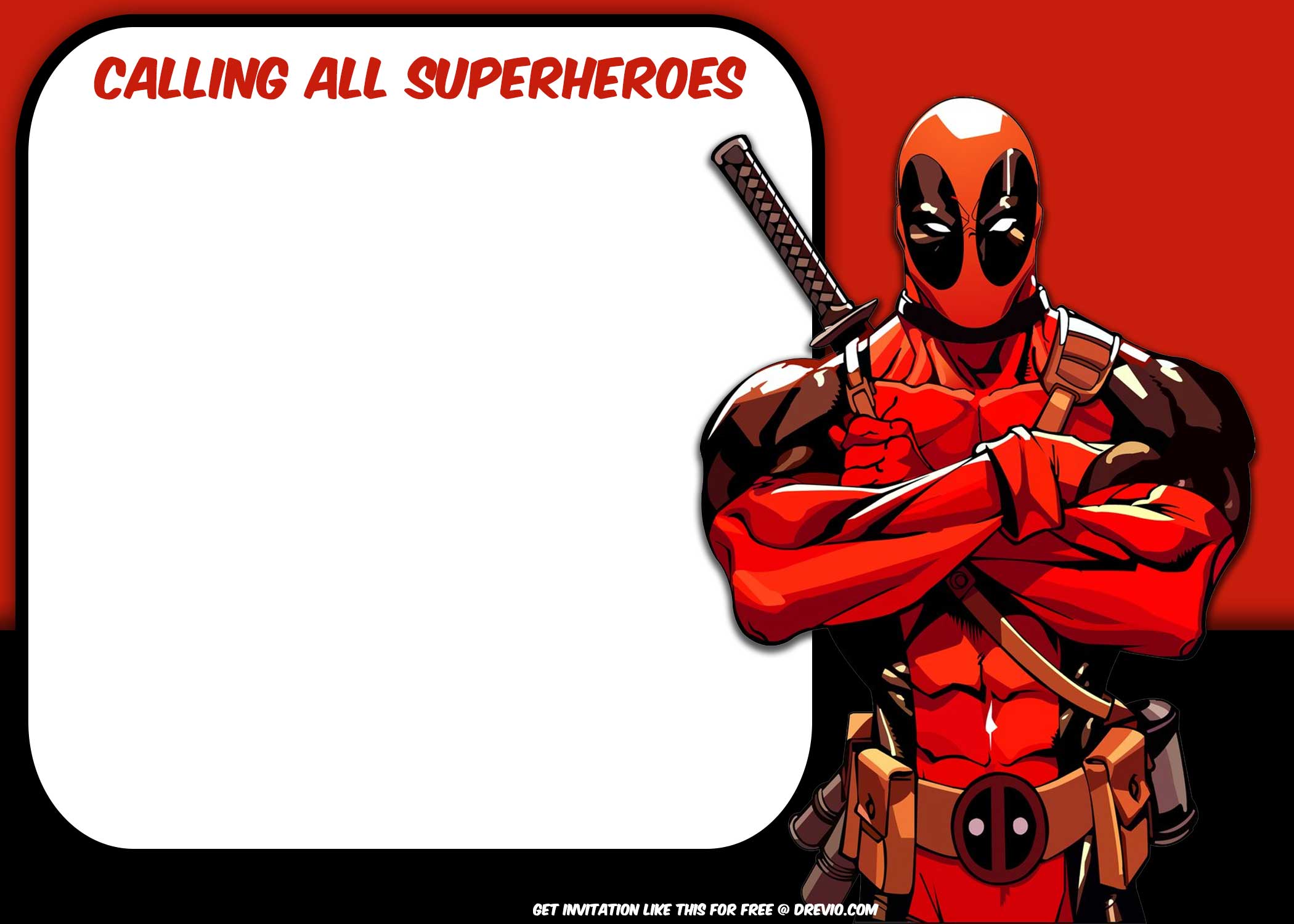 FREE Printable Deadpool Invitation Template