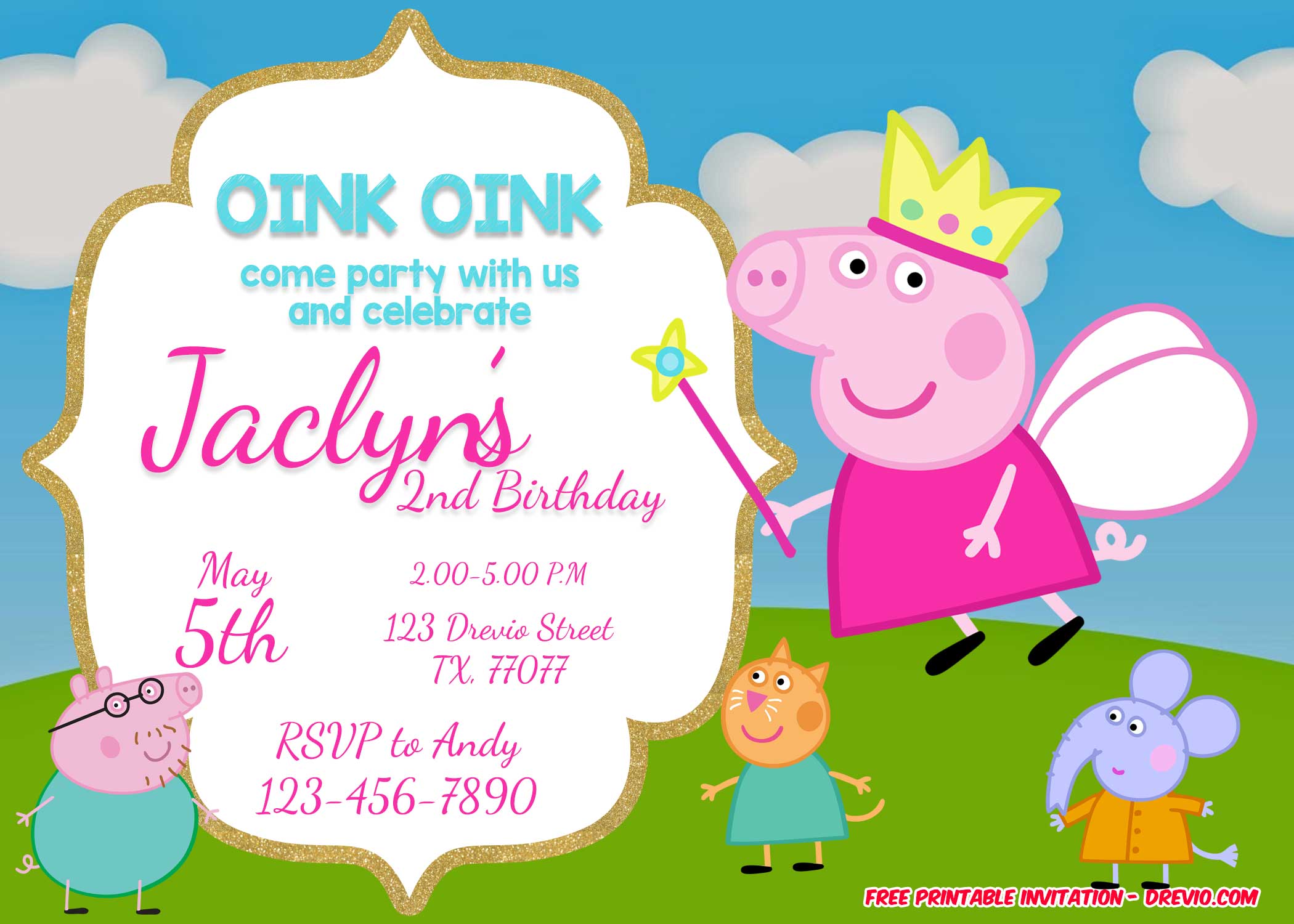 FREE Printable Peppa Pig INvitation Template Preview